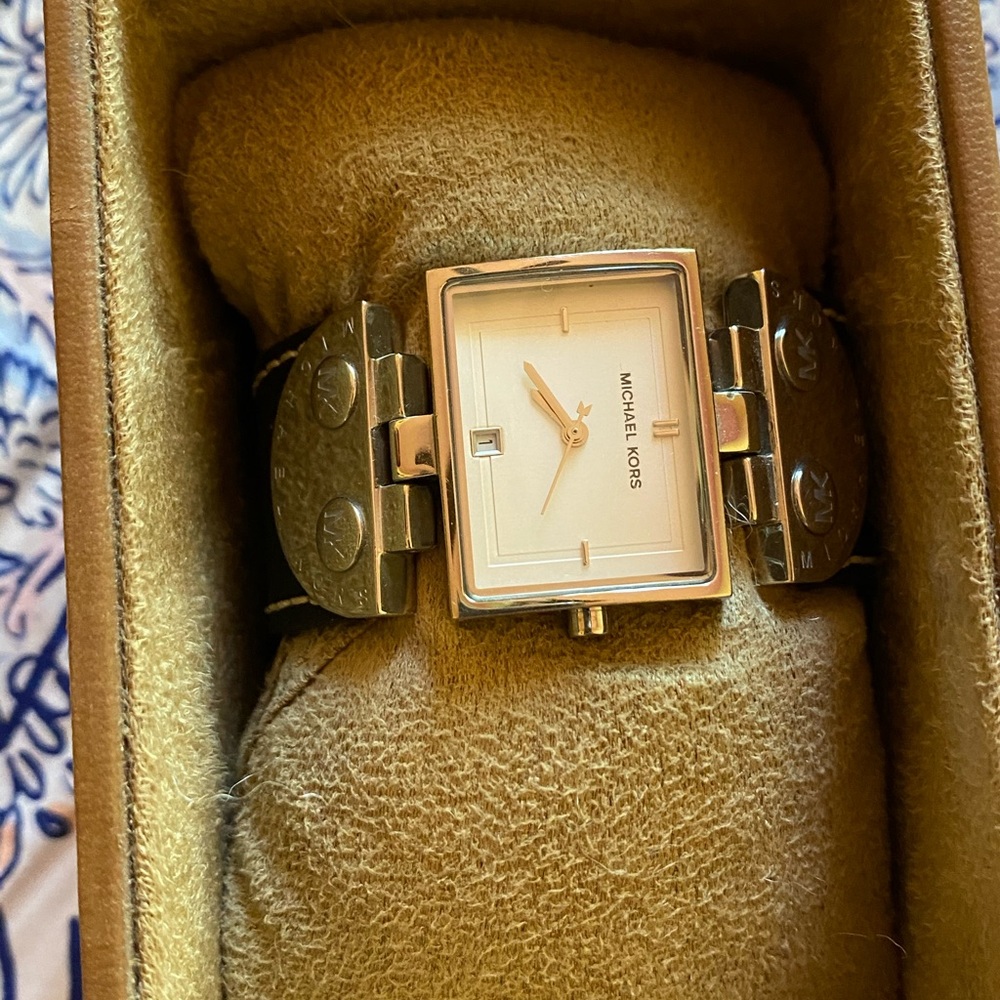 Michael Kors Black Leather Watch